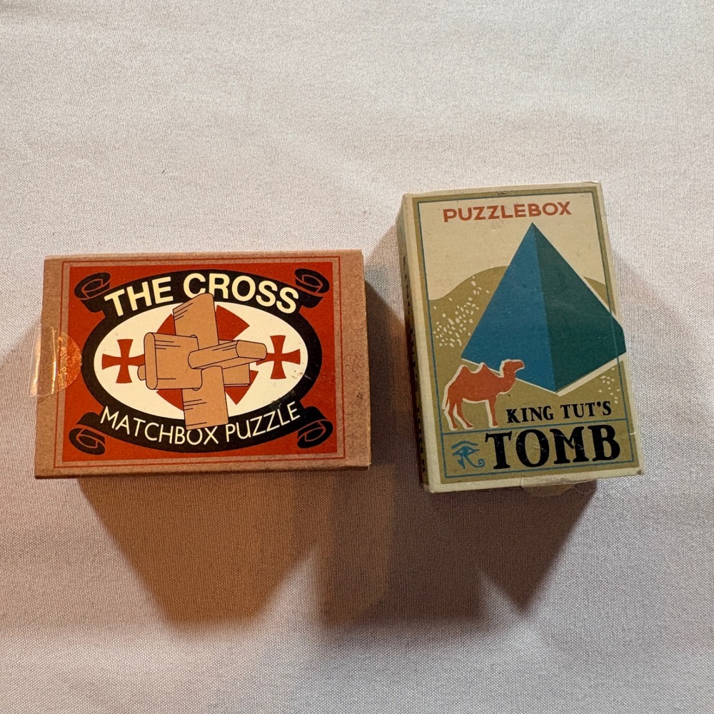 Professor Puzzle Wooden Matchbox Brainteaser Set King Tut Cross 3D Wood Puzzles